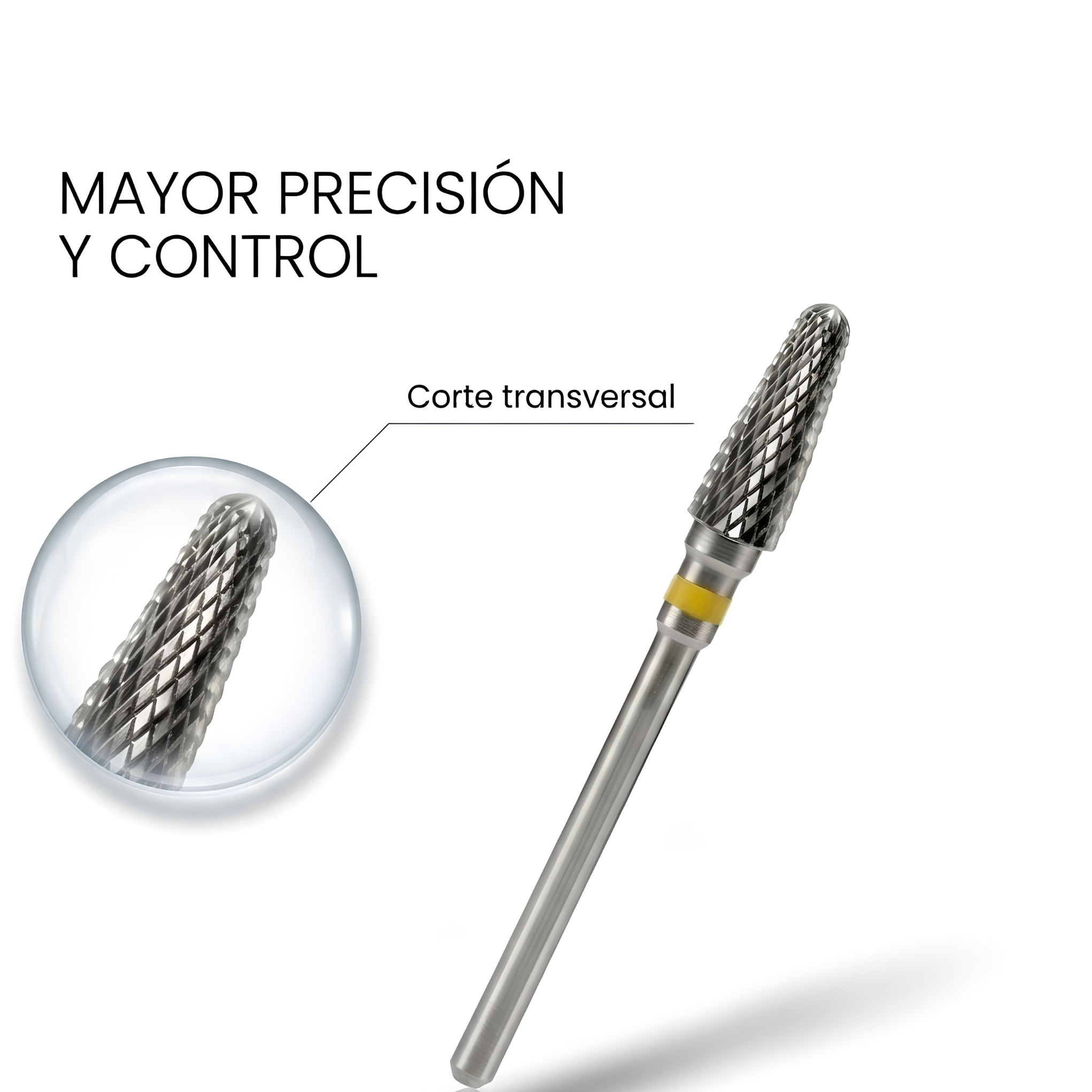 Broca de Carburo Extra Fina para Manicura - Corte Transversal para Retirada de Gel y Acrílico