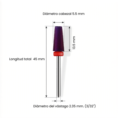 Broca 5 en 1 Púrpura de Carburo - Versatilidad Total -  Dvibett Nails