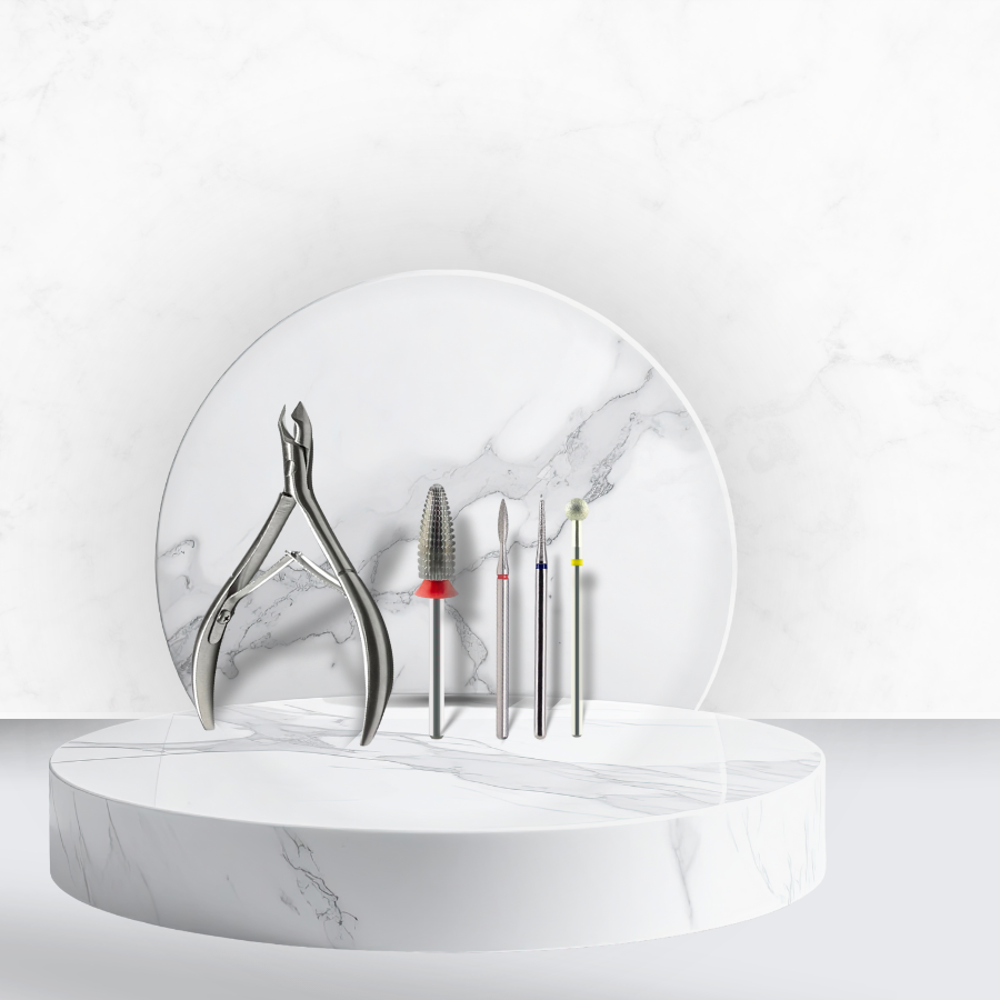 Pack Profesional de Manicura Rusa: Alicate de Corte + 4 Brocas de Diamante