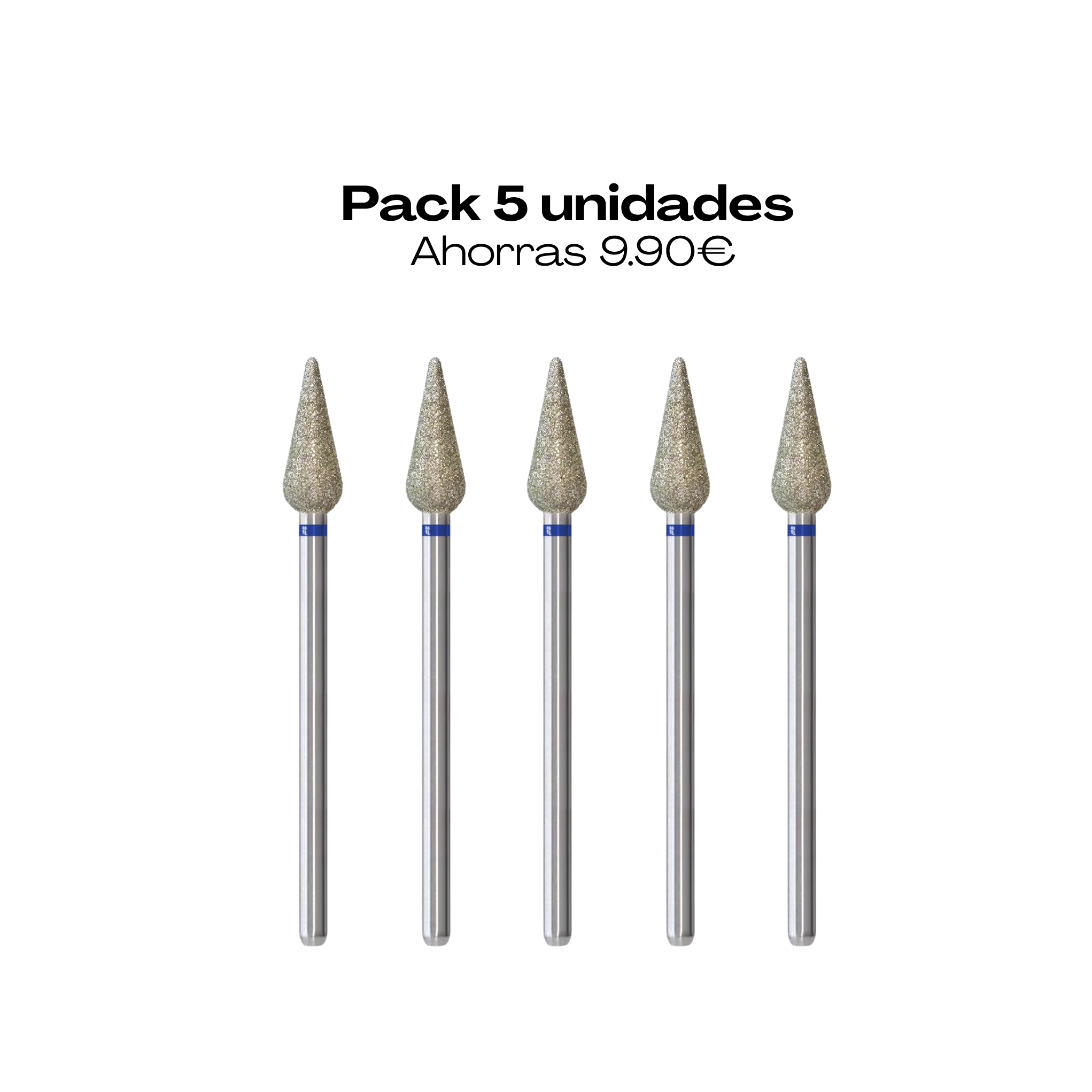 Broca de Diamante Gota Azul 5mm - Fresa Profesional para Pedicura y Manicura Rusa