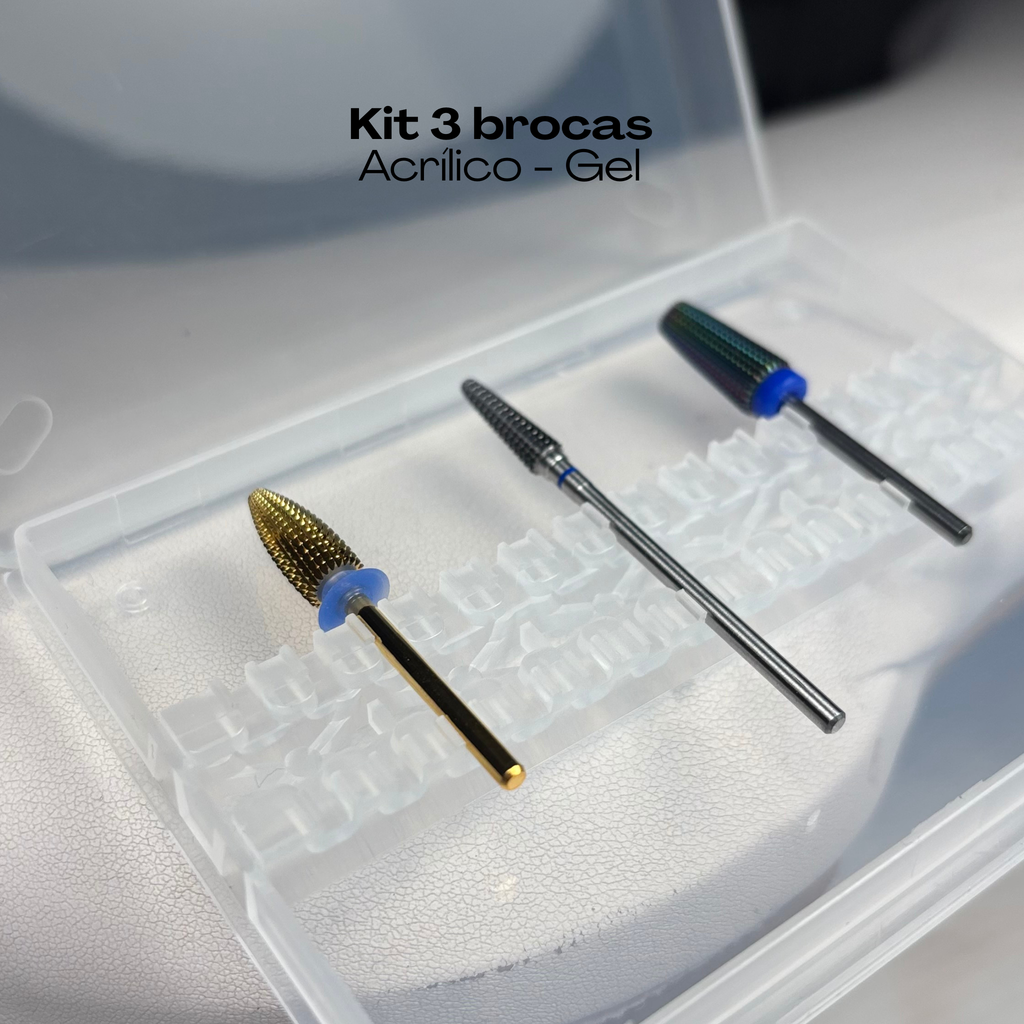Pack Retirado Grano Medio/Kit de 3 Brocas para Acrílico y Gel
