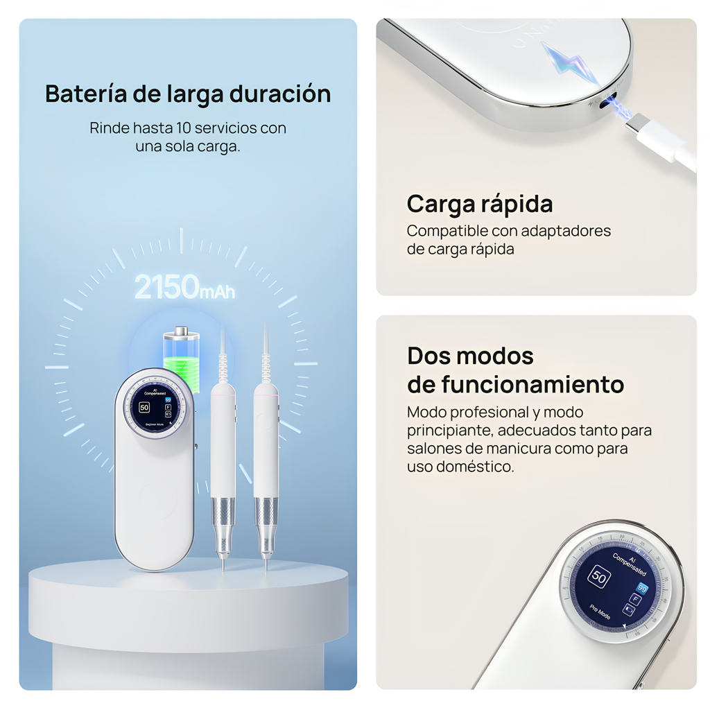 Micromotor O'Nail - Torno Silencioso y Ligero Manicura Profesional