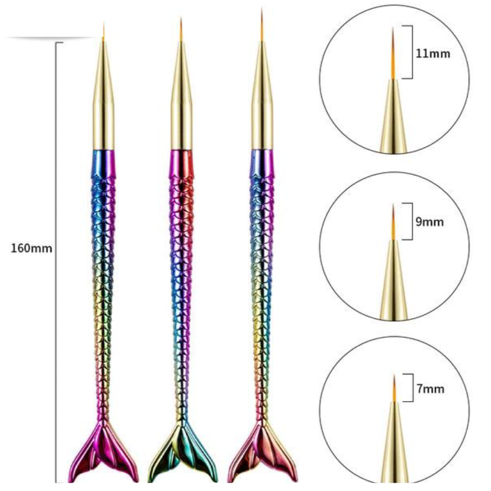 Set de 3 pinceles para Nail Art